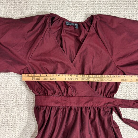 ASOS Design Short Blood Red Dark Romantic Deep V Wrap Dress Whimsygoth US Size 6 - Picture 6 of 10
